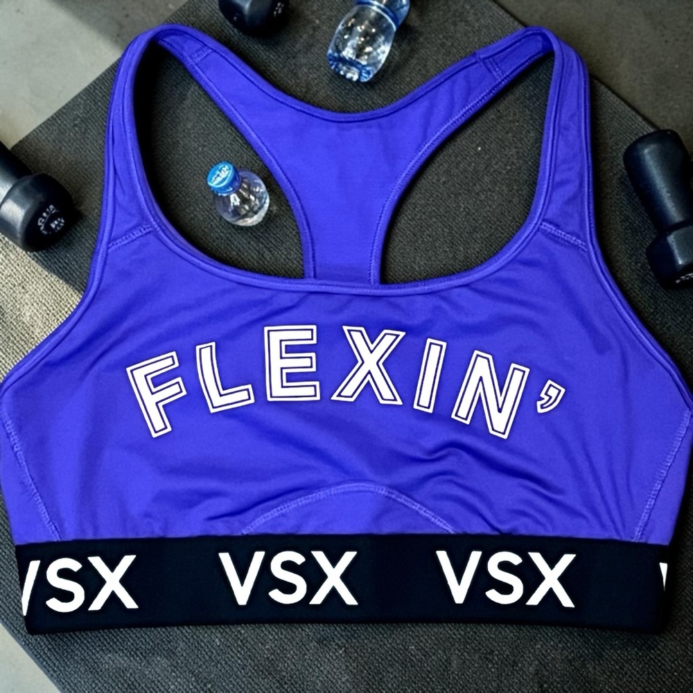 VSX Purple Flexin' Racerback Sports Bra with Black Branded Band